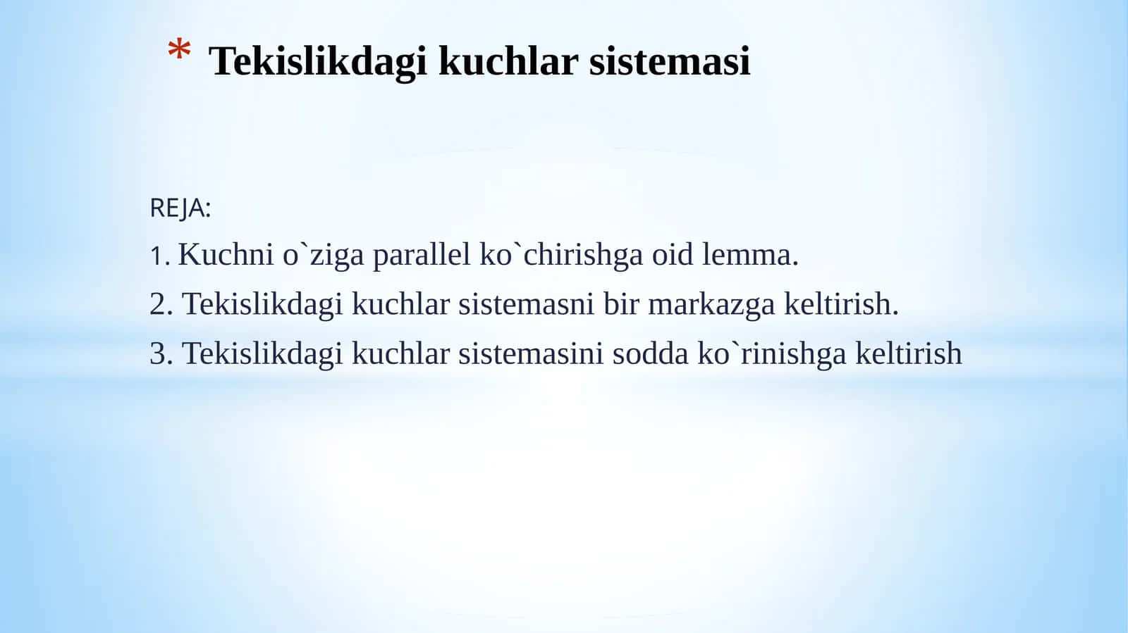 Tekislikdagikuchlarsistemasi 1