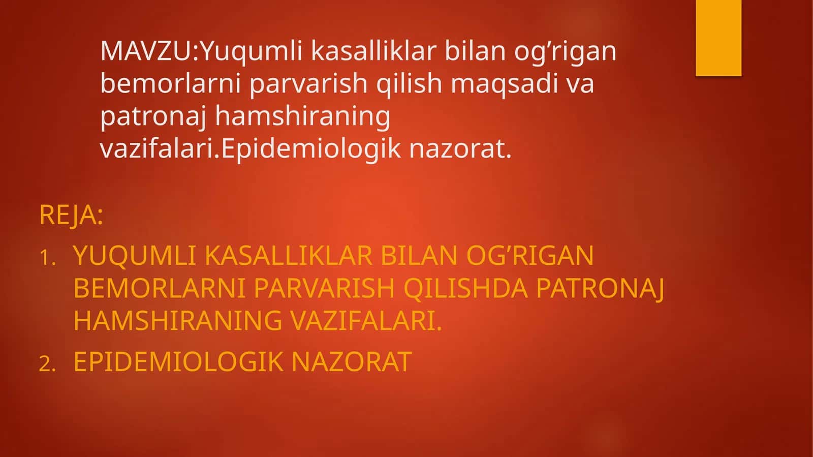 Yuqumlik asalliklar bilan og'rigan bemorlar 1