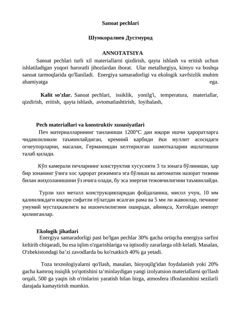 Sanoat pechlari 1