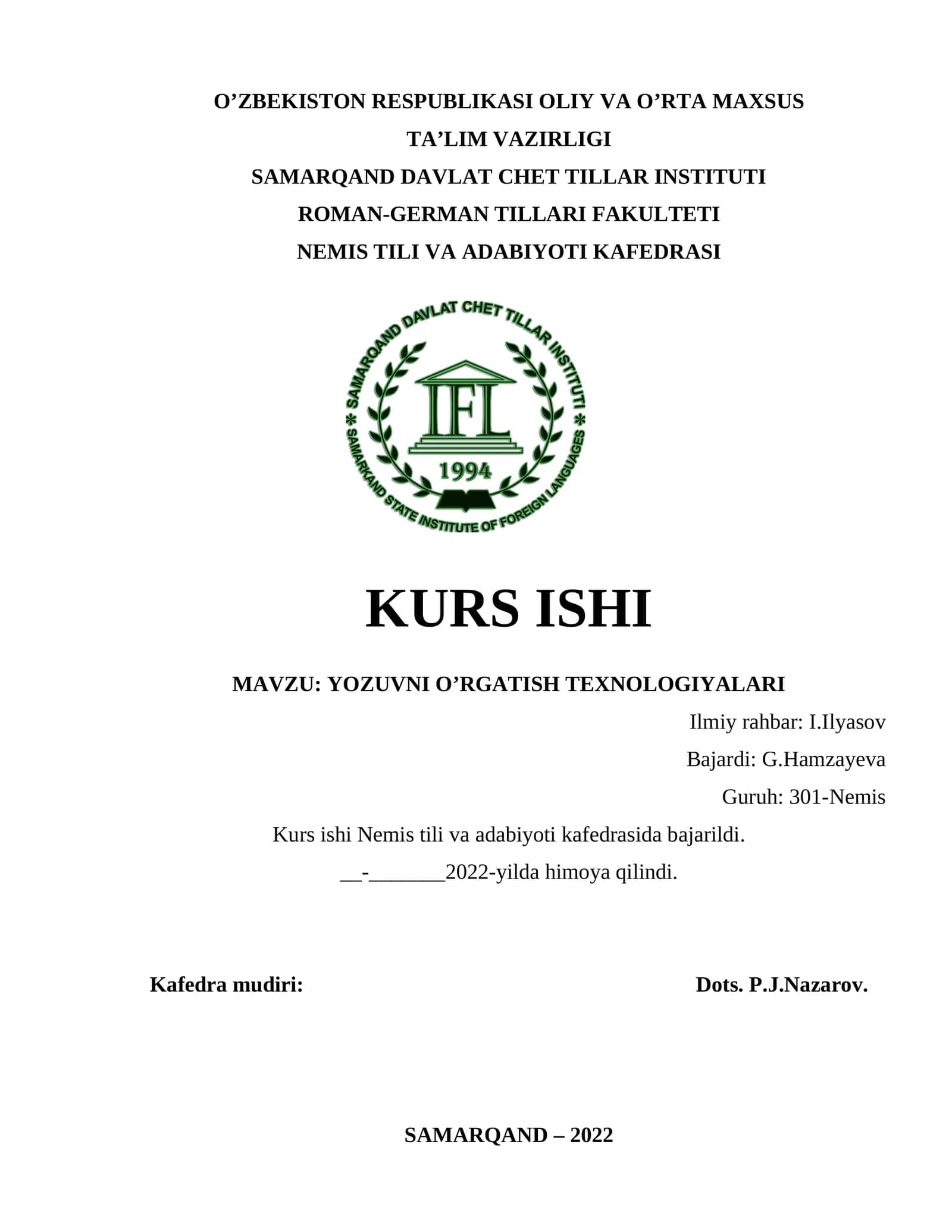 YOZUVNI O’RGATISH TEXNOLOGIYALARI 1