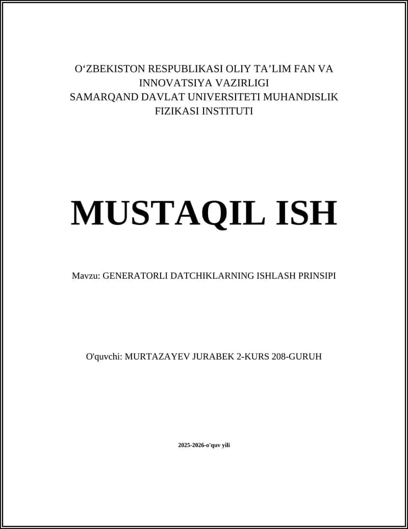 GENERATORLI DATCHIKLARNING ISHLASH PRINSIPI 1