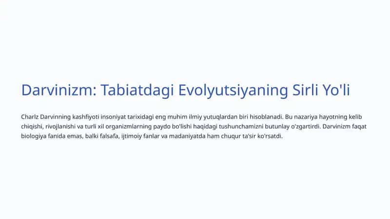 Darvinizm: Tabiatdagi Evolyutsiyaning Sirli Yo'li 1