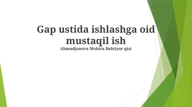 Bo'shliq tahlili bo'yicha mustaqil ishlar 1