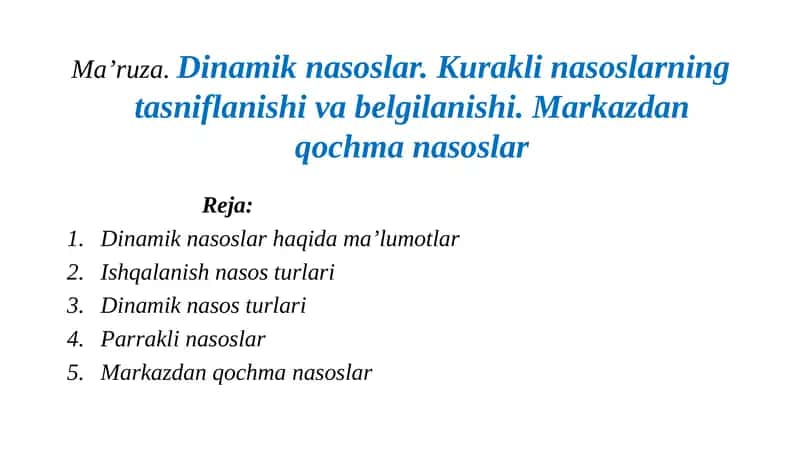 Dinamik nasoslar 1