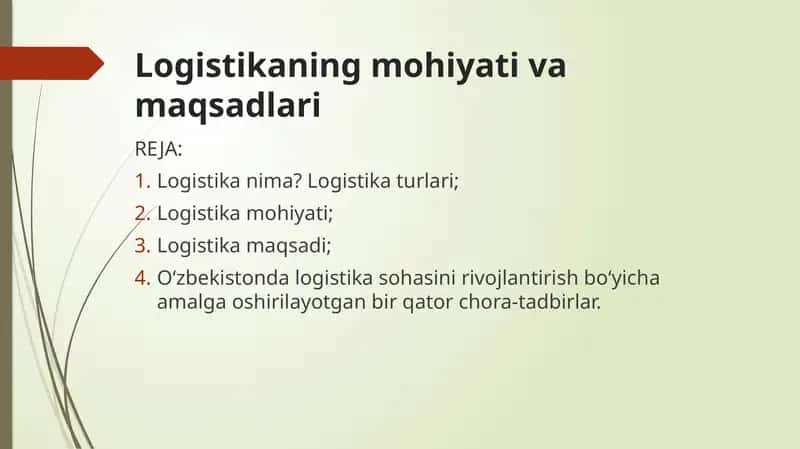 Logistikaning mohiyati va maqsadlari 1