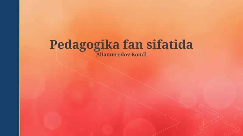 Pedagogika fan sifatida 1