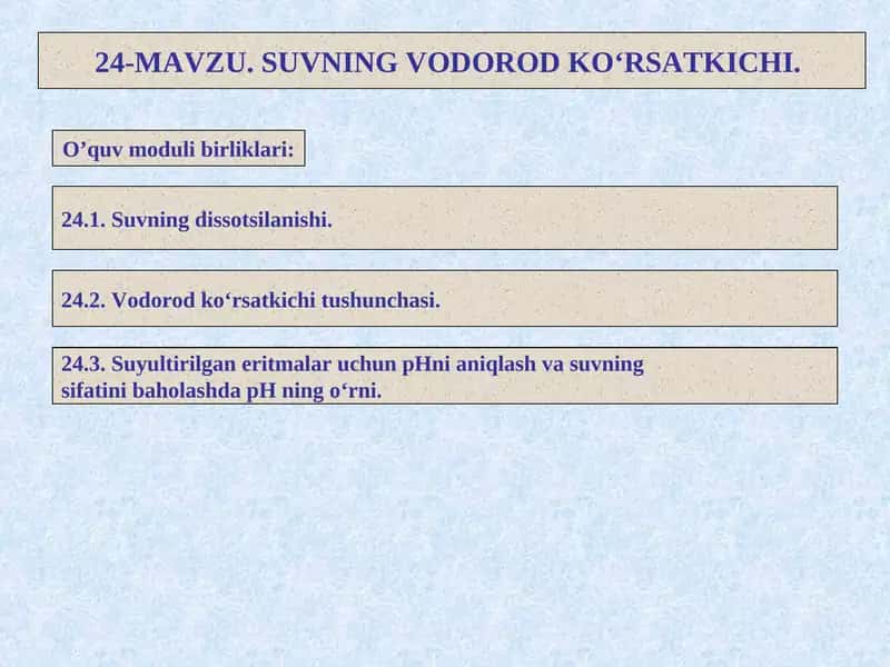 Vodorod ko‘rsatkichi tushunchasi 1