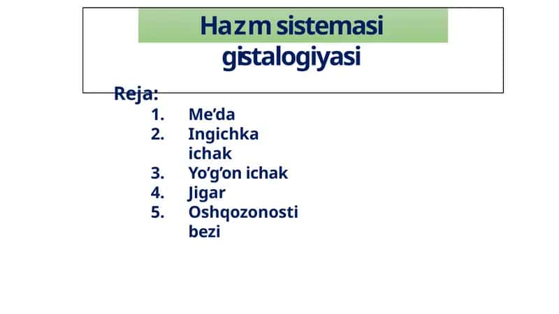 Hazm sistemasi gistologiyasi 1