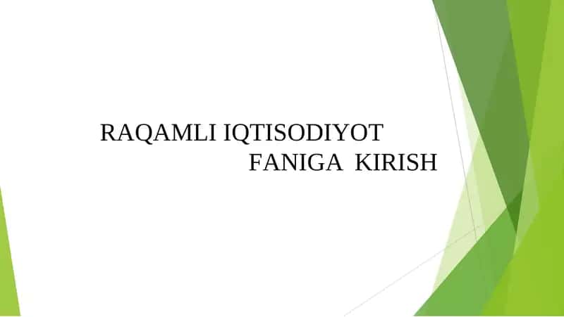 RAQAMLIIQTISODIYOT FANI GAKIRISH 1