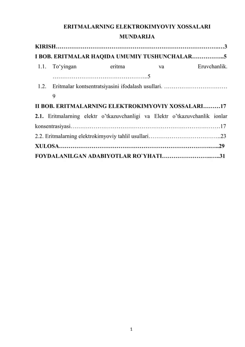 ERITMALARNING ELEKTROKIMYOVIY XOSSALARI 1