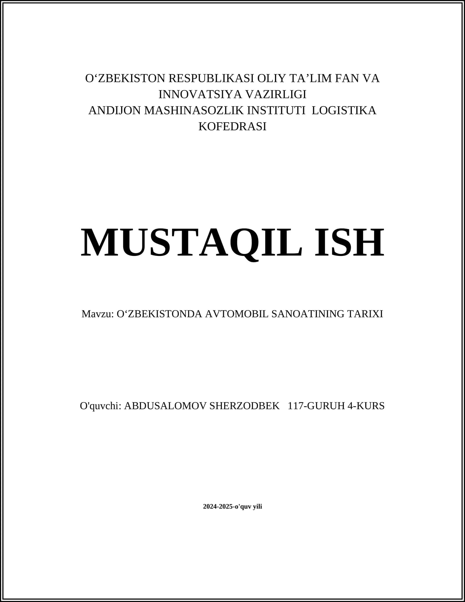 Oʻzbekistonda avtomobil sanoatining tarixi 1
