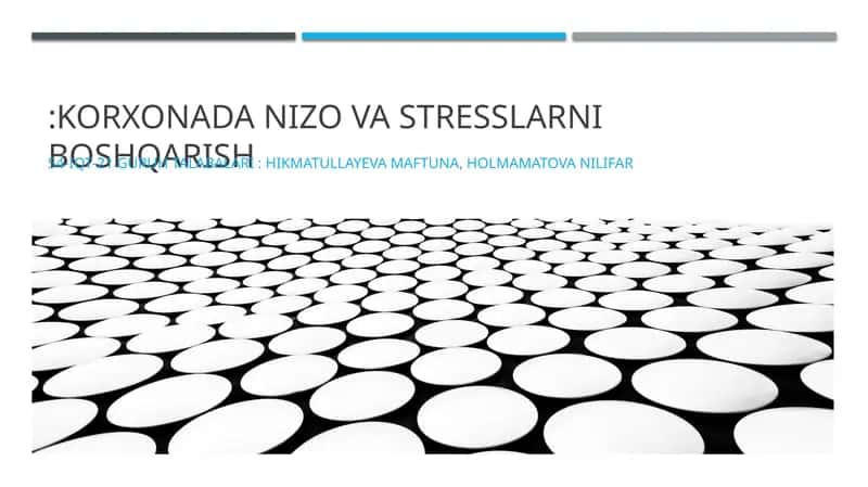 Nizo va stresslarni boshqarish 1