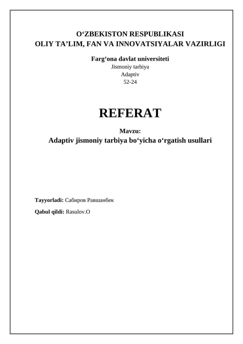 Adaptiv jismoniy tarbiya bo'yiicha o'rgatish usullari 1