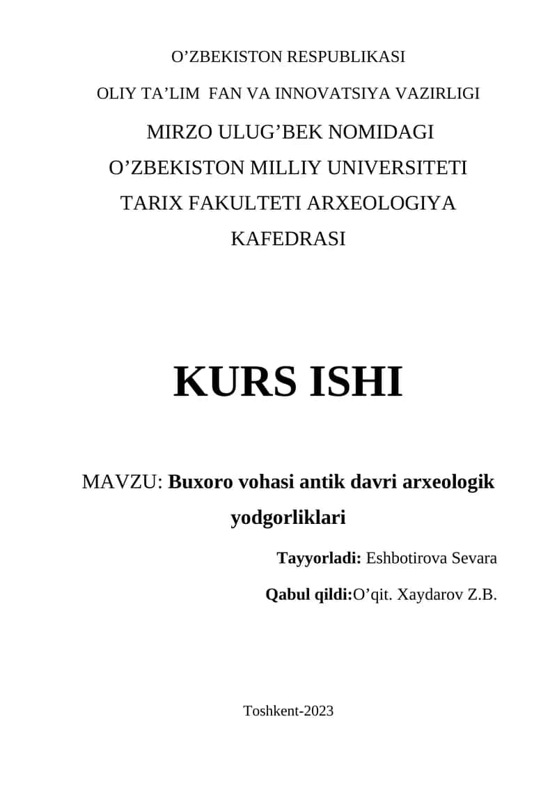 Buxoro vohasi antik davri arxeologik yodgorliklari 1