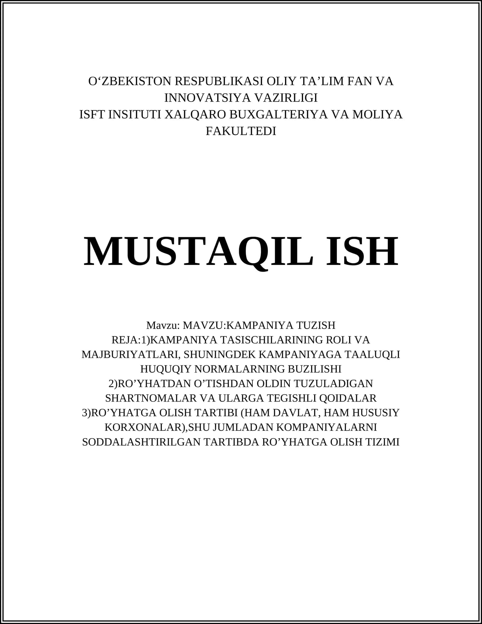 KAMPANIYA TUZISH 1
