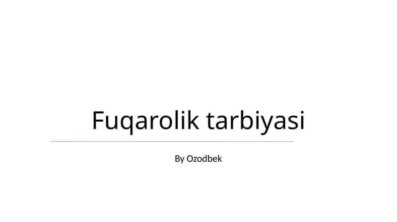 Fuqarolik tarbiyasi 1