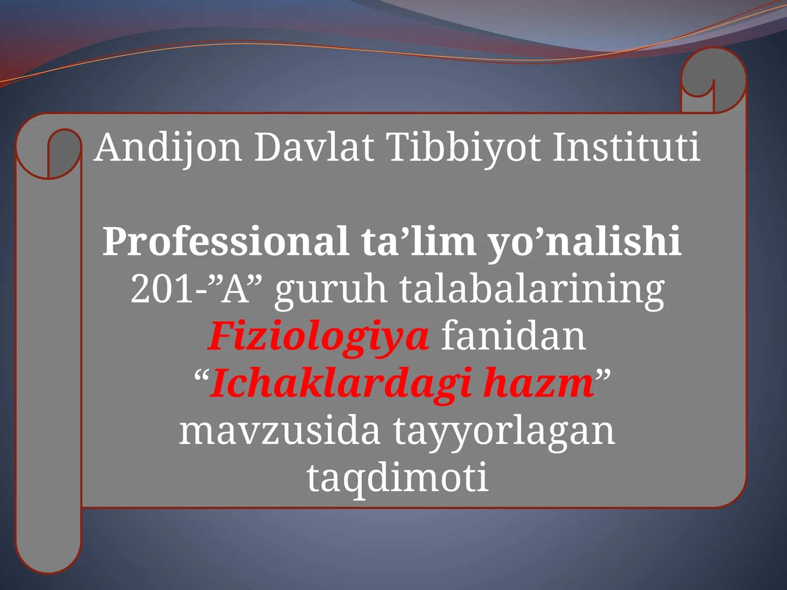 "Ichaklar dagi hazm" 1