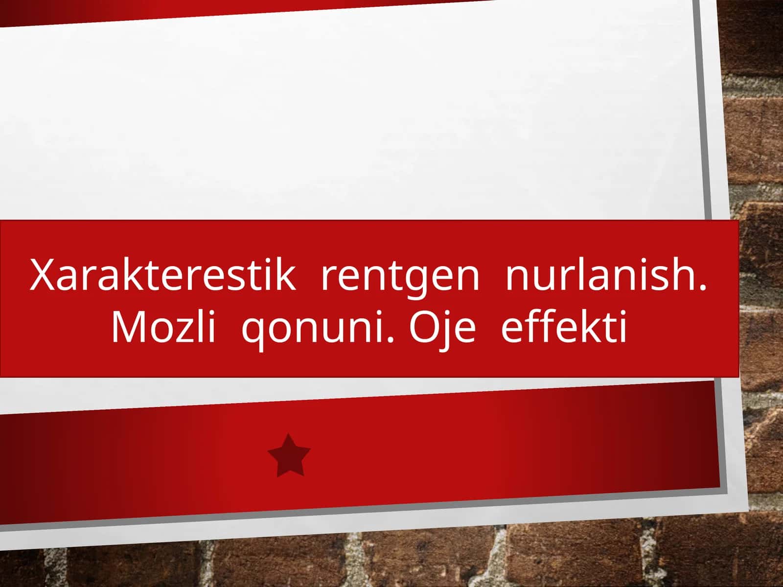 Xarakterestik rentgennurlanish. Mozliqonuni. Ojeeffekti 1