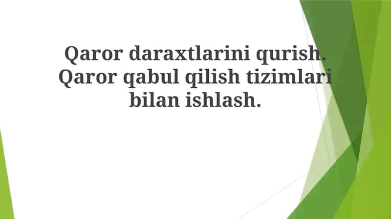 Qaror Daraxtlarini Qurish Algoritmlari 1