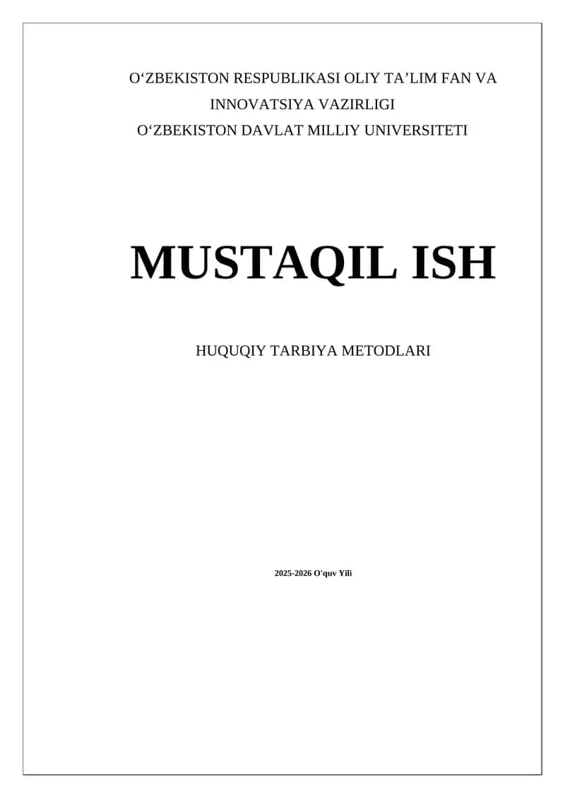 Huquqiy Tarbiya Metodlari 1