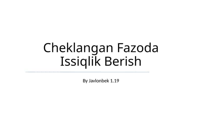 Cheklangan Fazoda Issiqlik Berish 1