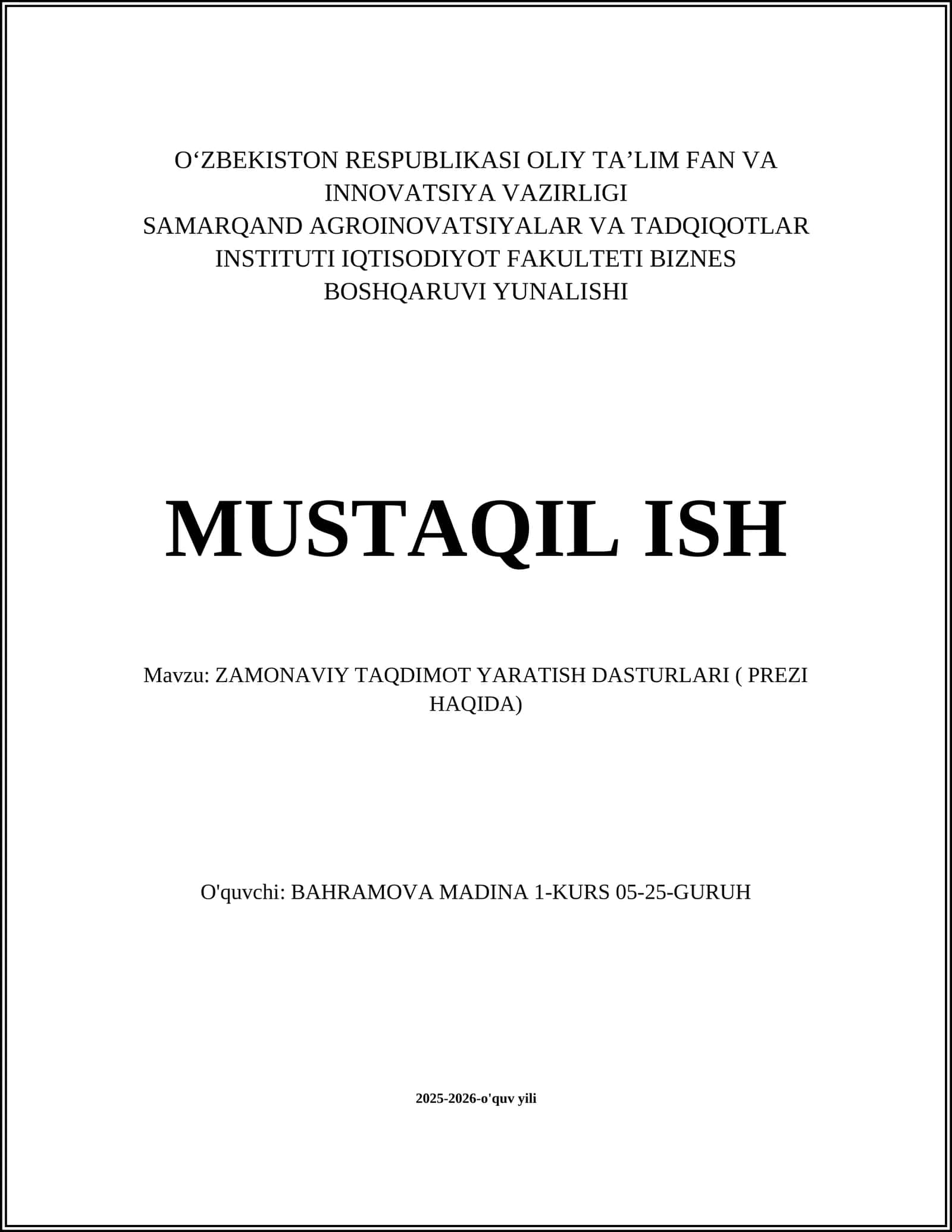 ZAMONAVIY TAQDIMOT YARATISH DASTURLARI ( PREZI HAQIDA) 1