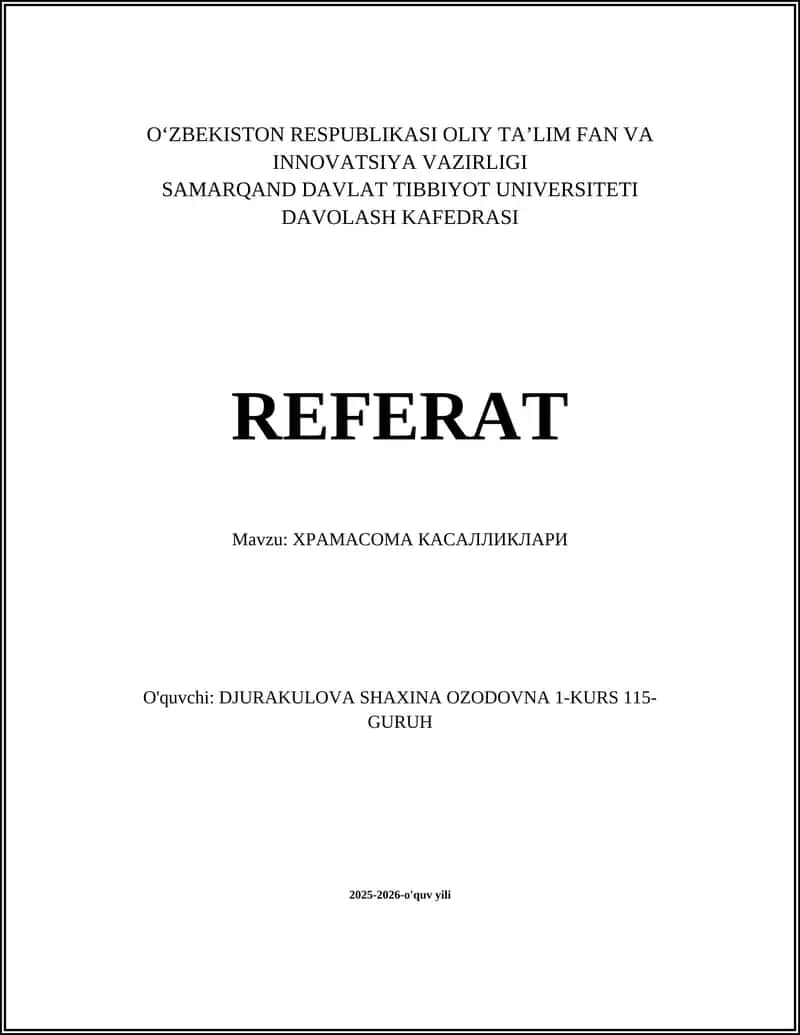 ХРАМАСОМА КАСАЛЛИКЛАРИ 1