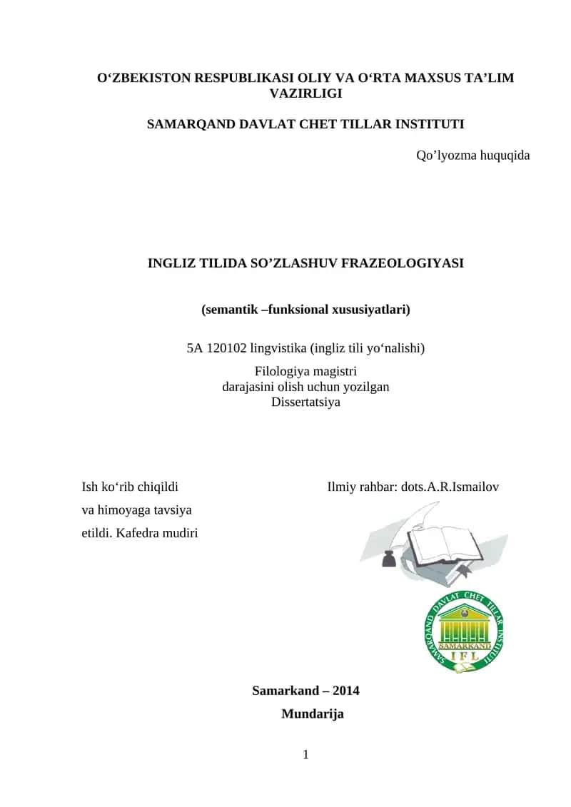 INGLIZ TILIDA SO’ZLASHUV FRAZEOLOGIYASI 1