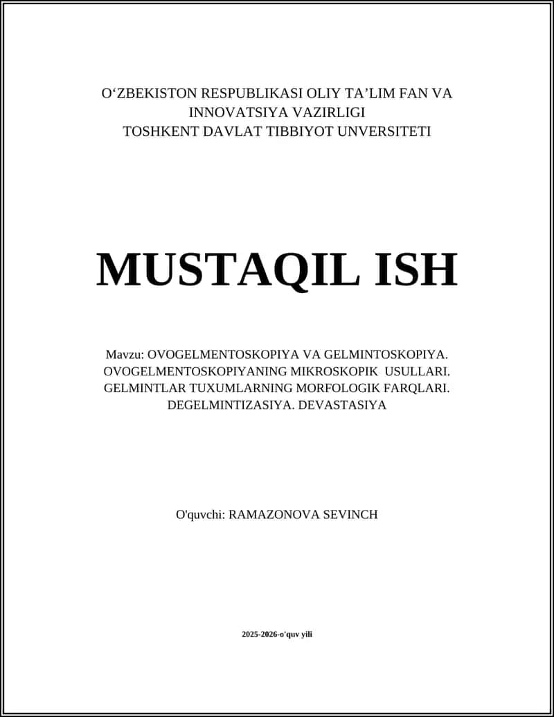 Ovogelmentoskopiya va gelmentoskopiya 1