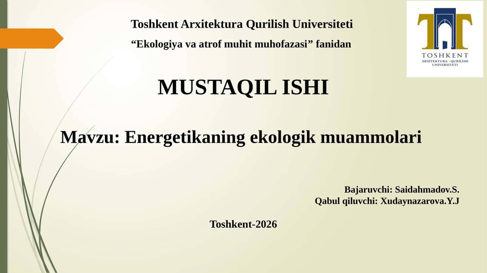 Energetikaning ekologik muammolari 1