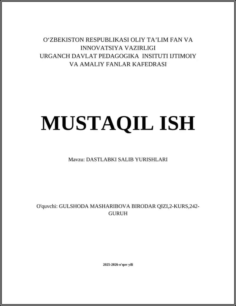 Dastlabki Salib Yurishlari 1