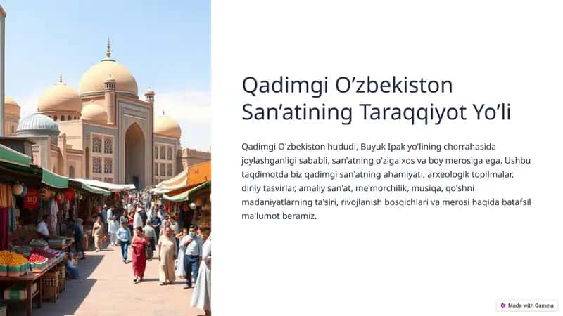 Qadimgi O'zbekiston San'atining Taraqqiyot Yo'li 1