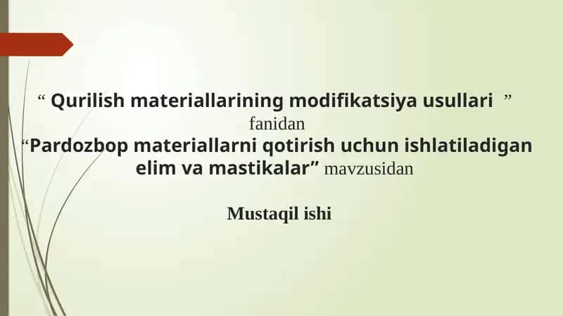 Qurilish materiallarining modifikatsiya usullari 1