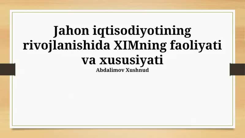 XVJ va global moliyaviy inqirozlar 1