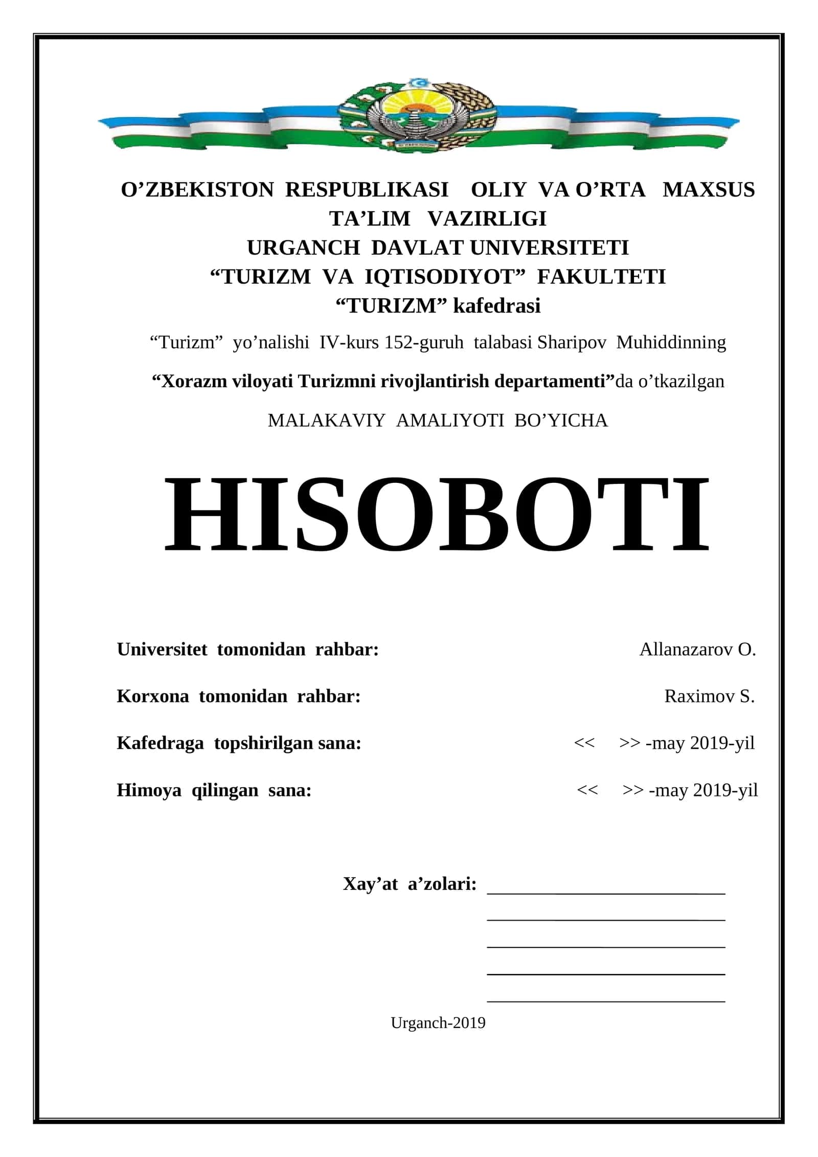 TURIZM yo'nalishi 1