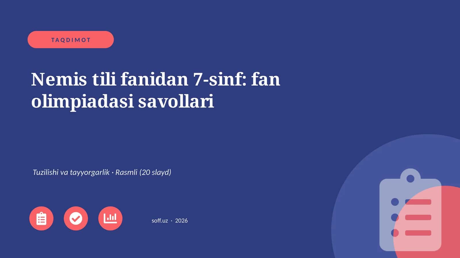 Nemis tili fanidan 7-sinf: fan olimpiadasi savollari 1