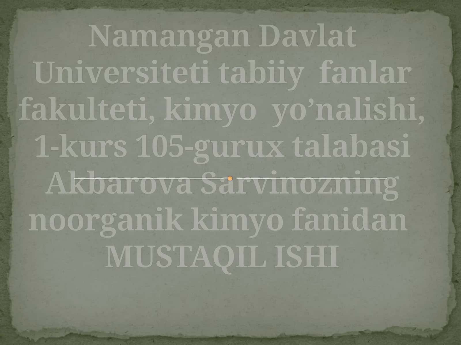 MUSTAQIL ISHI Yoqilg’ielementlari 1