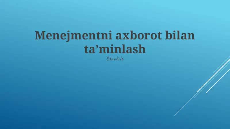 Menejmentni axborot bilan ta’minlash 1