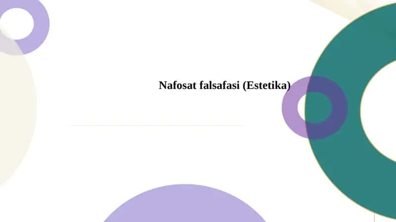 Nafosat falsafasi (Estetika) 1