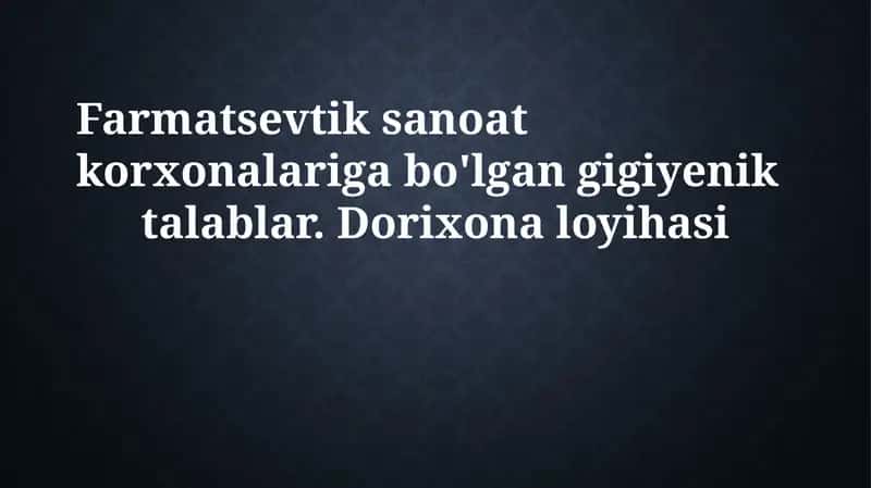 Dorixona loyihasi 1