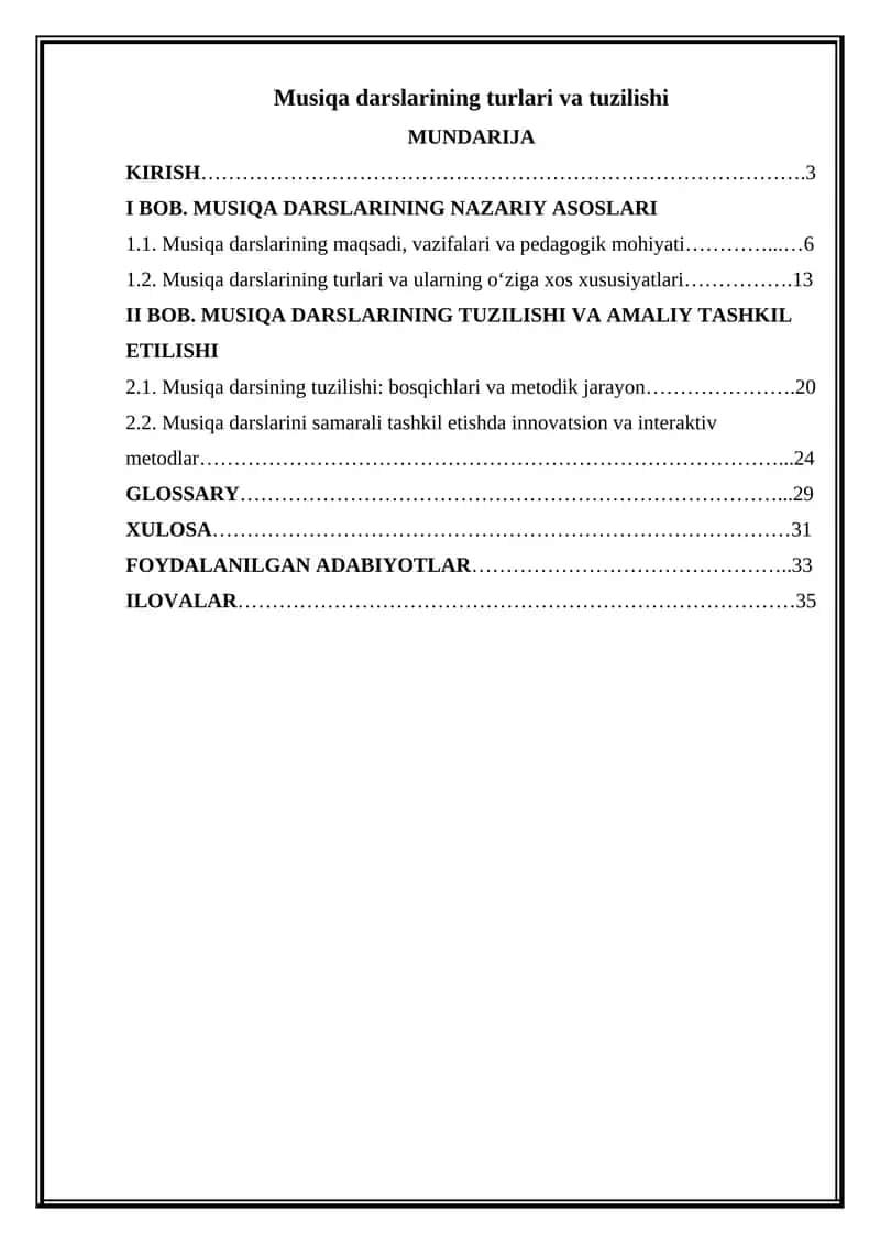 Musiqa darslarining turlari va tuzilishi 1