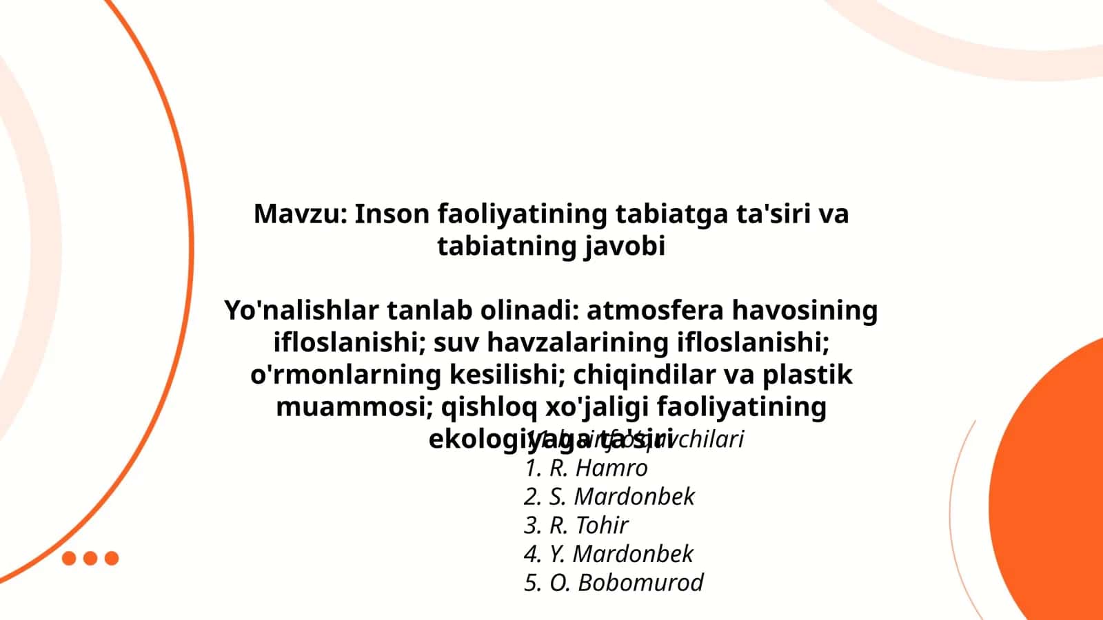 Inson faoliyatining tabiatga ta'siri va tabiatning javobi 1