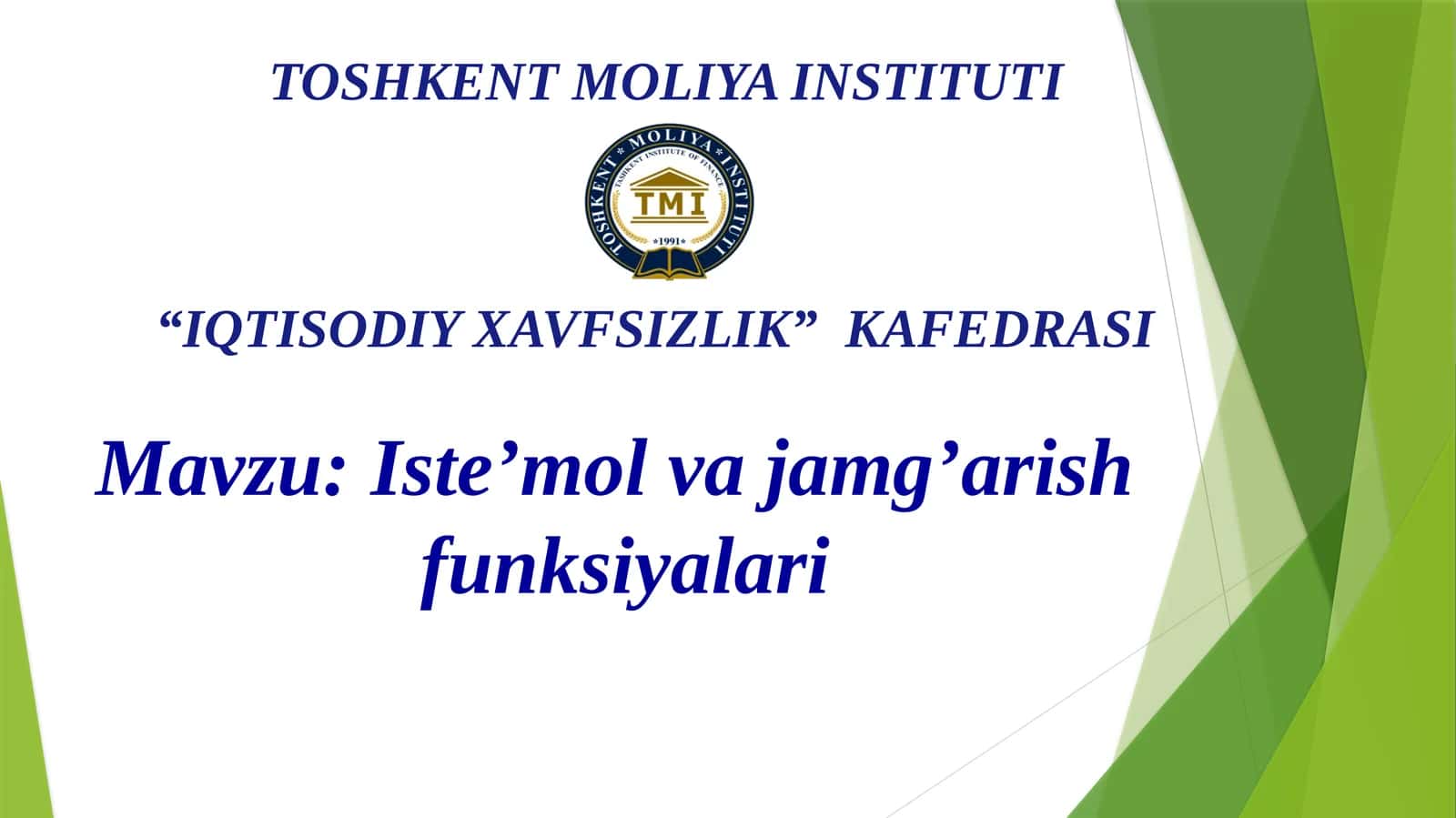 Iste’mol va jamg’arish funksiyalari 1