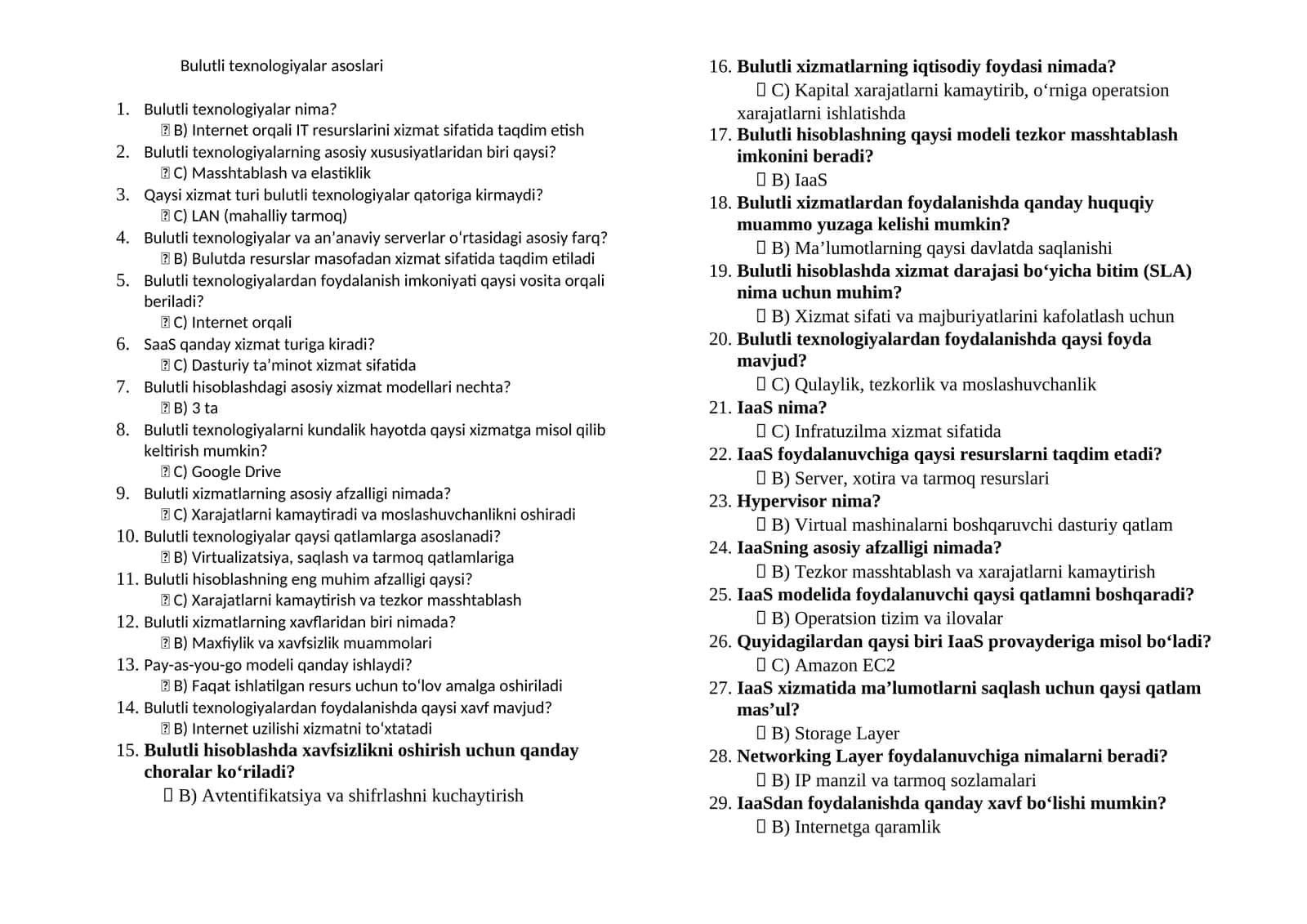 Bulutli texnologiyalar asoslari 1