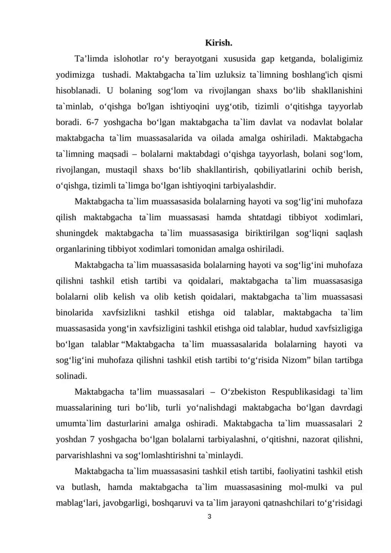 Maktabgacha ta`limning maqsadi 1