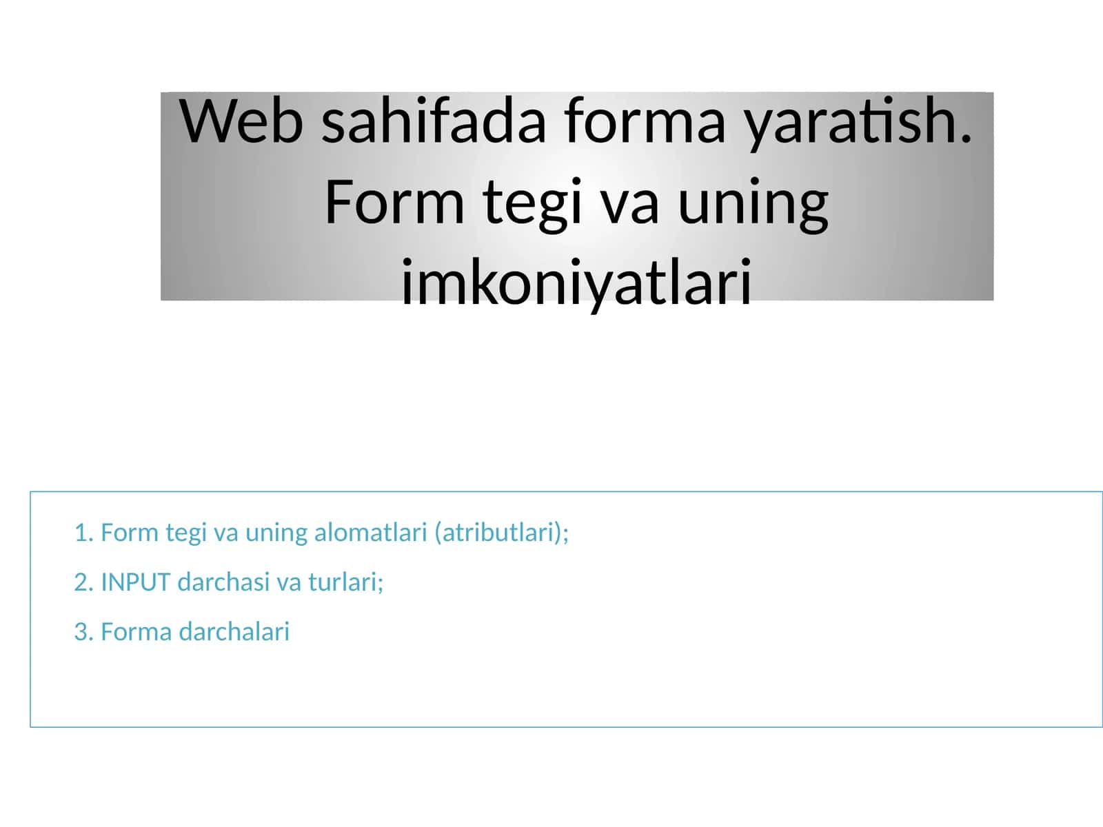 Forma yaratish 1