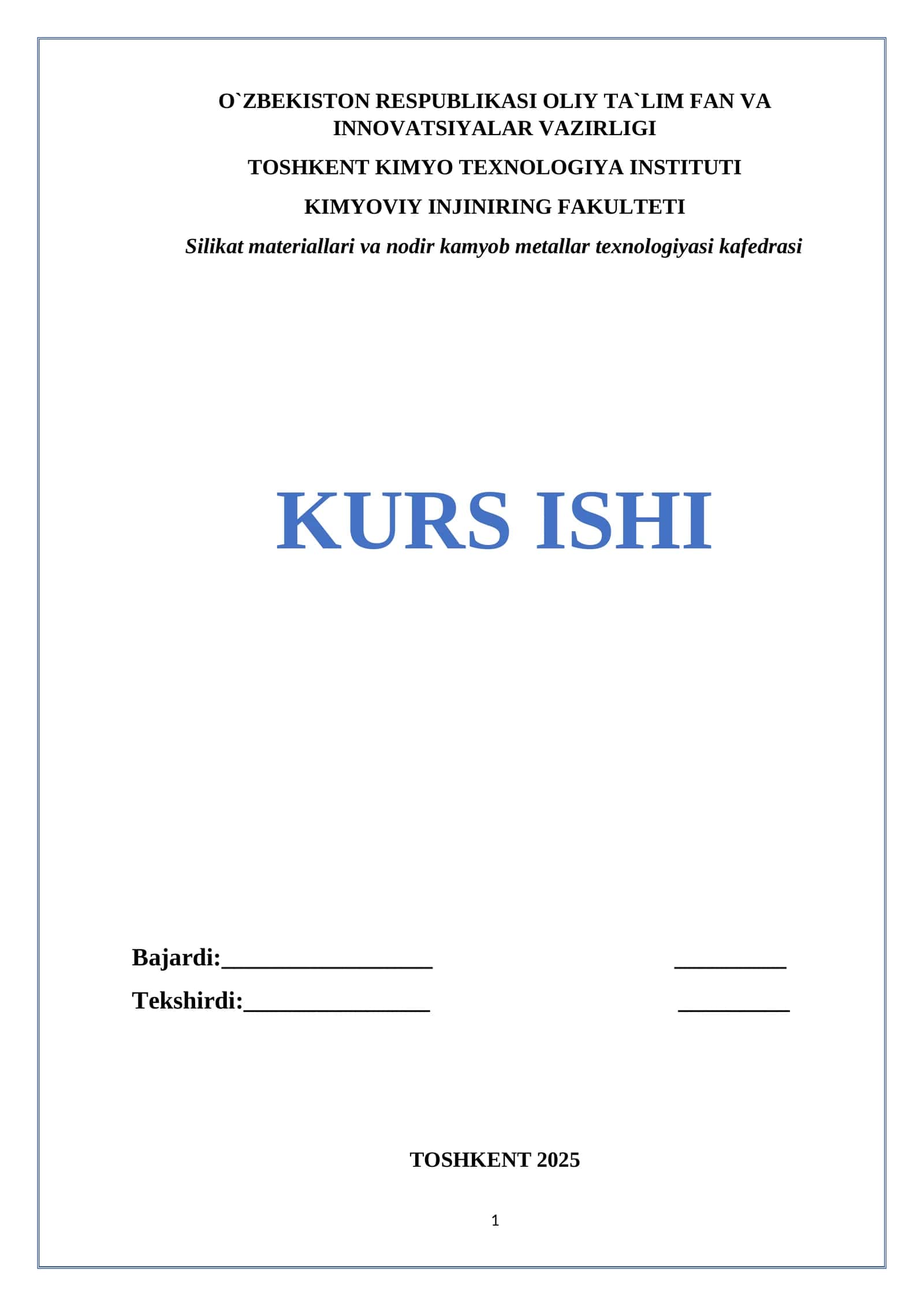 Qo`rg`oshinli akkumlyatorlar va ularning texnologik hisobi 1