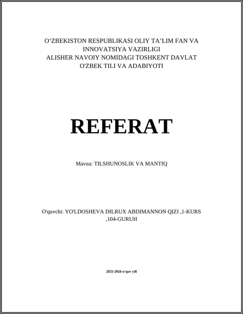 TILSHUNOSLIK VA MANTIQ 1