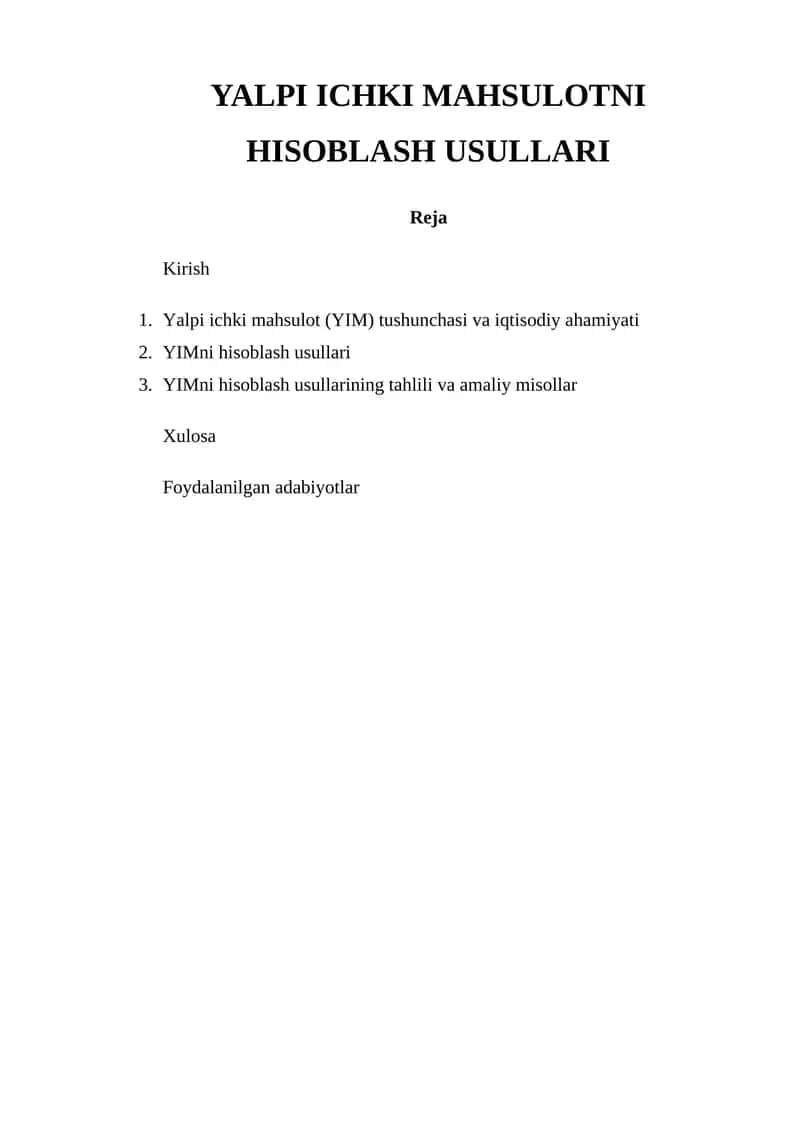Yalpi Ichki Mahsulotni Hisoblash Usullari 1