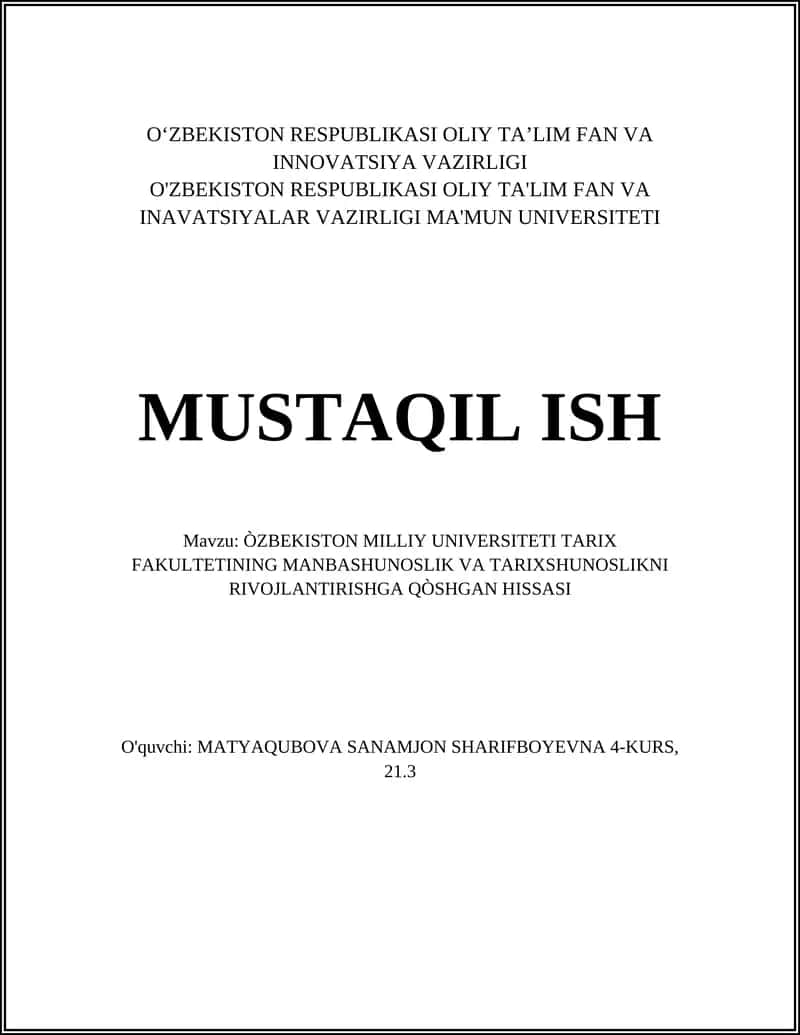 Òzbekiston Milliy Universiteti tarix fakulteti 1